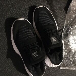 Men's Black Knit Slip-On Sneakers with White Sole